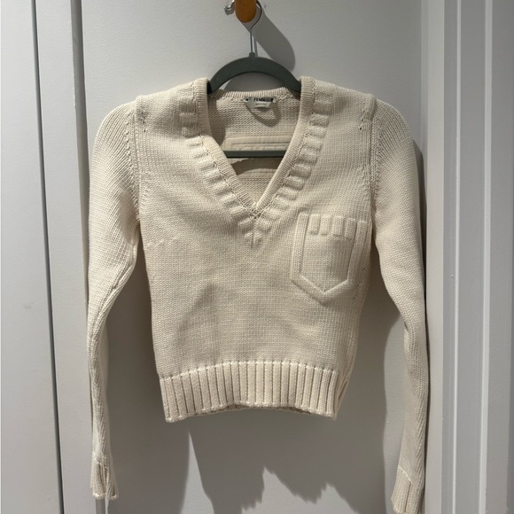 Fendi V-Neck Cream Sweater